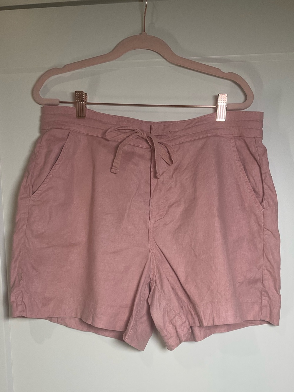 Level 99 Linen Blend Drawstring Shorts Pink Marshmallow Women’s Size 30 Casual